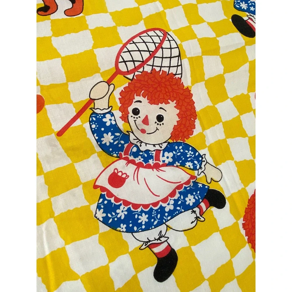 Vintage Raggedy Ann Andy Flat Sheet The Bobbs Merrill‎ Co JC Penney 1970's